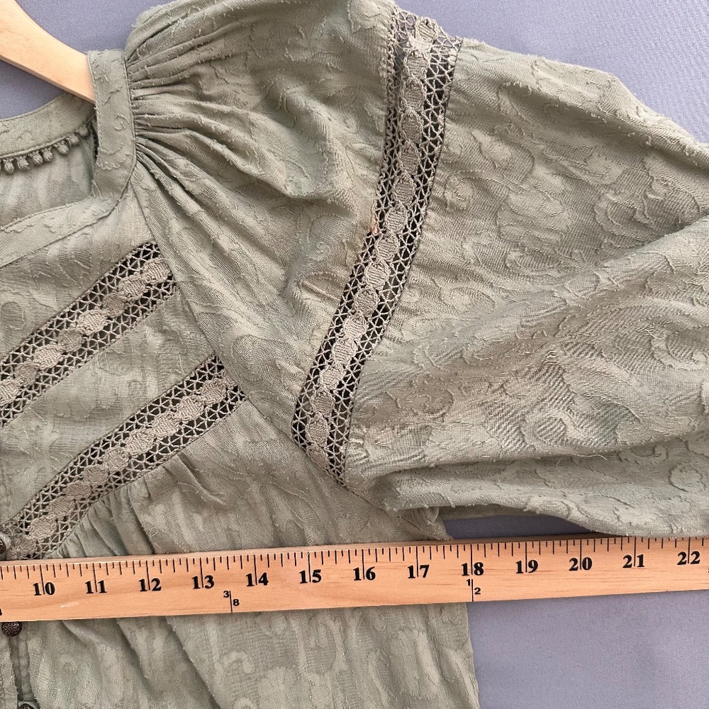 Anthropologie Top Blouse Women's S Harmony Sage Lace Peasant Cottage Feminine - Picture 11 of 15